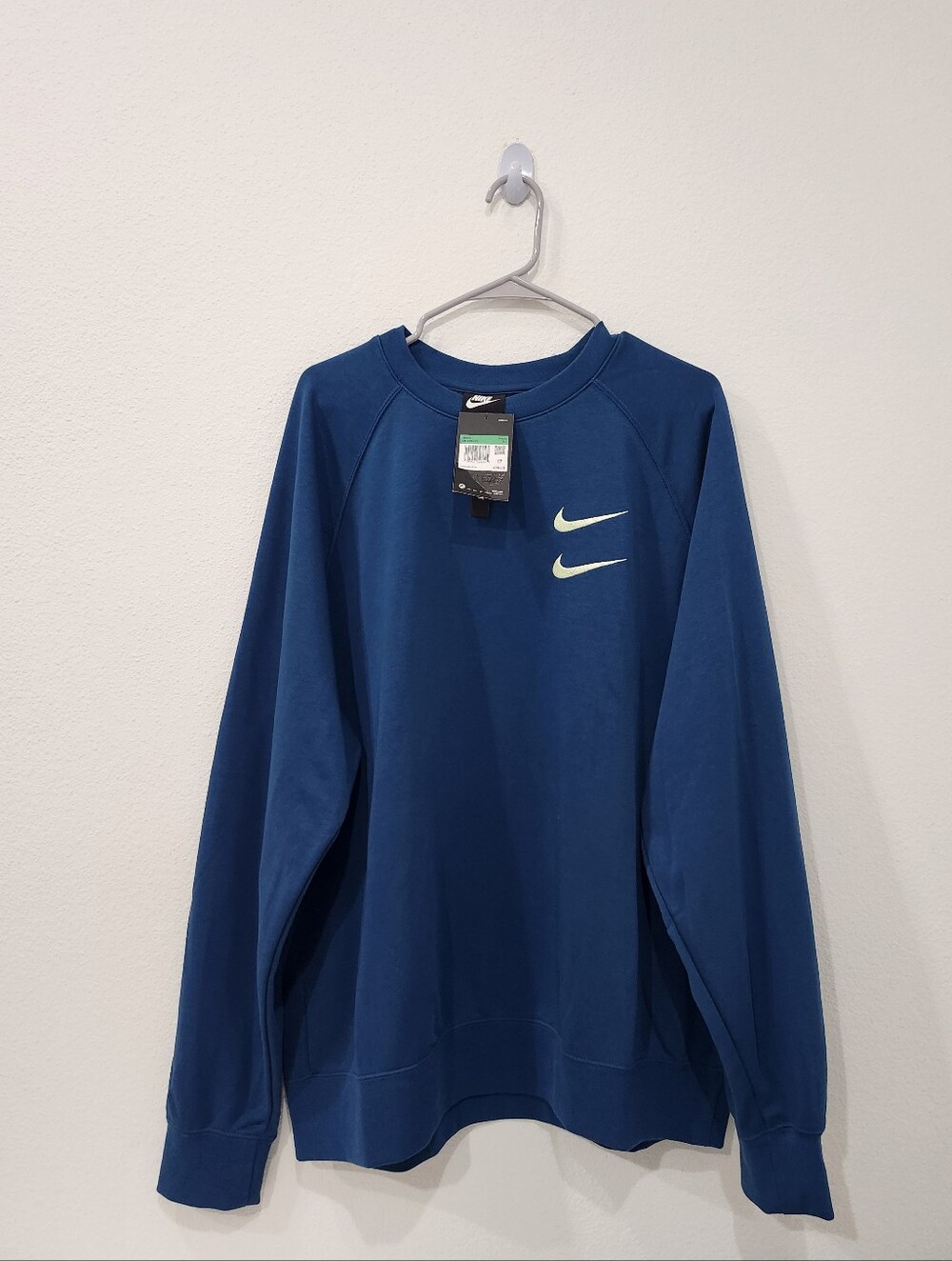 Nike International Crewneck Sweater Men's Size XL Teal Double Swoosh Logo NWT